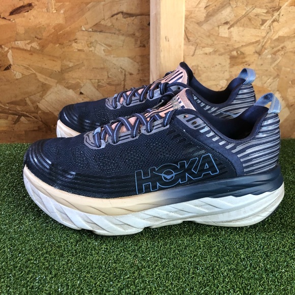 Hoka One One Bondi 6 Blue Lace Up Athletic Running Shoes Women’s 6.5 Wide - Picture 3 of 10